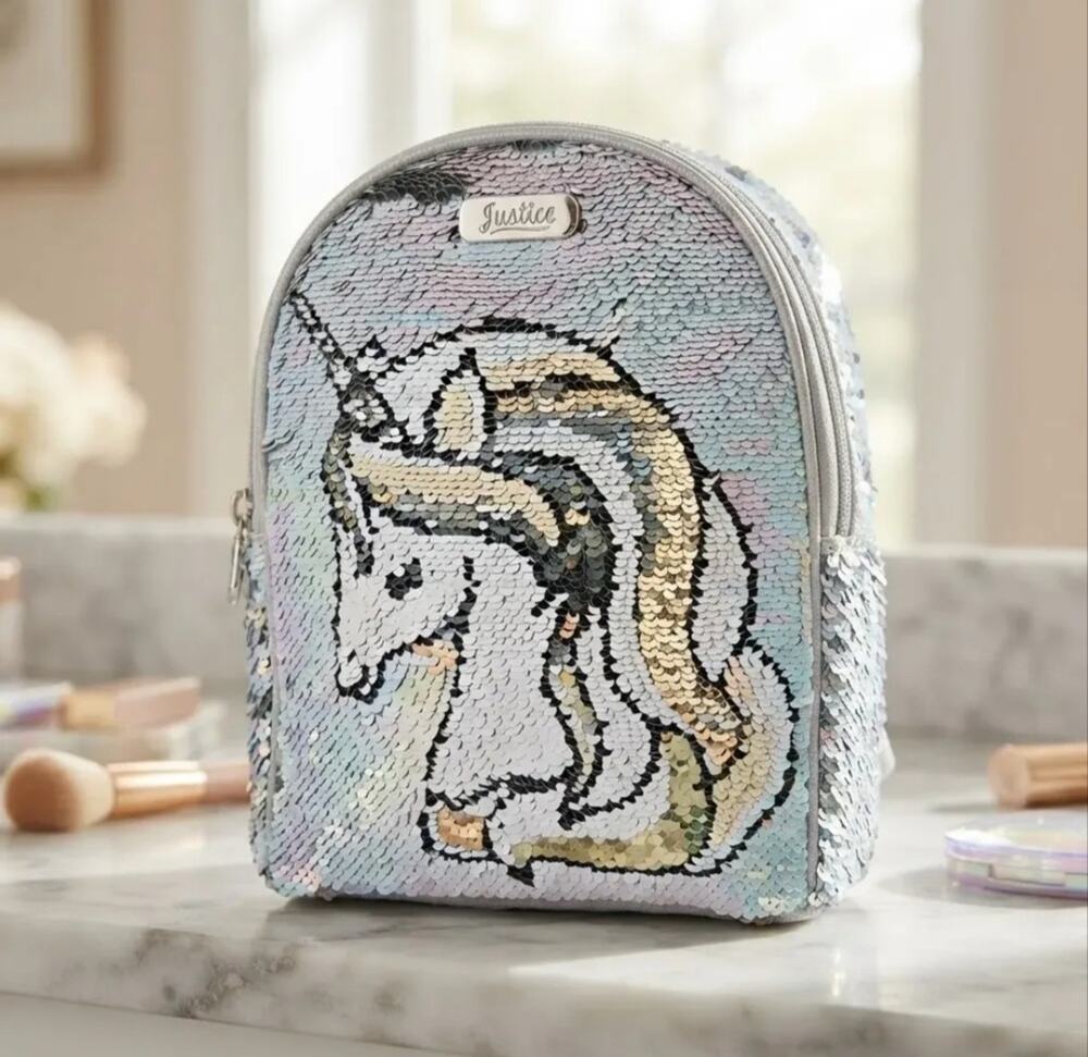 Justice Unicorn Sequin Mini Backpack - Mint Preowned Condition!